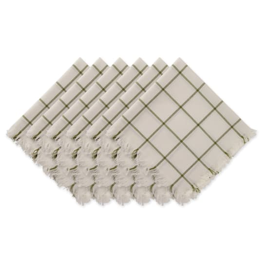 DII® Ventana Green Check Fringed Cloth Dinner Napkins, 6ct.